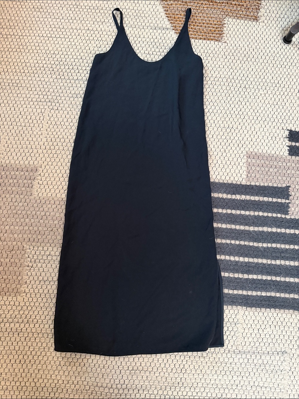 Everlane Black Maxi Slip Dress with Spaghetti Straps